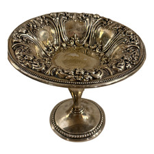 Antique Frank M. Whiting Footed Sterling Silver Dish With Floral Design