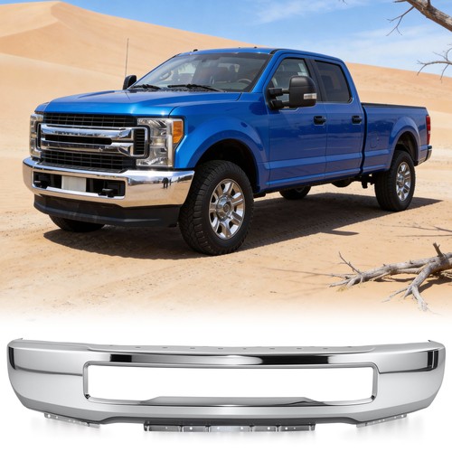 Steel Front Bumper for 2017-2019 Ford F-250 F-350 w/o Fog Light Holes Chrome