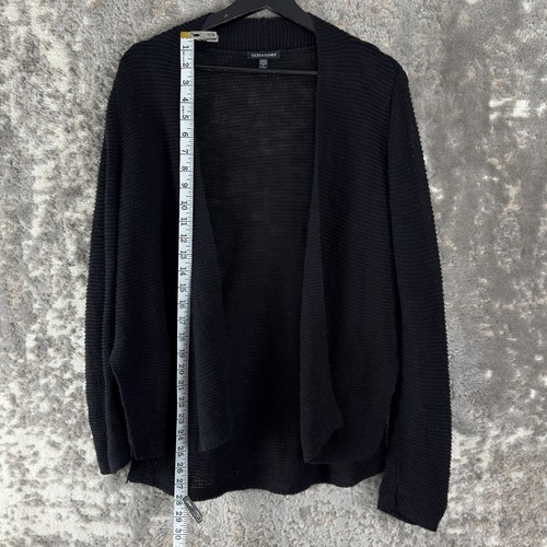 Cardigan Eileen Fisher taglia XXS cotone lino biologico maglia aperta nero manica lunga - Foto 2 di 8