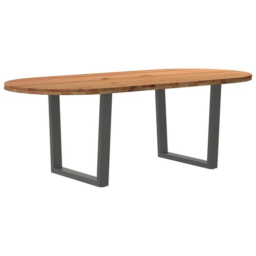 Esstisch Hellbraun 220x100x74 cm Massivholz Eiche Oval