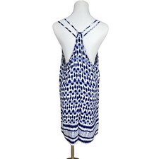 Glam Racerback Ikat Swim Coverup Dress LARGE Blue White Coastal Bohemian