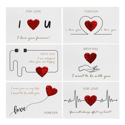 10 Pcs Hearts Valentines Card with Envelope for Wedding Birthday Anniversary