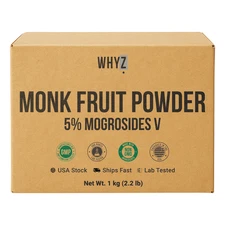 Whyz Bulk Monk Fruit Sweetener 5 lbs, No Erythritol, Mogroside V 5%, USA Stock