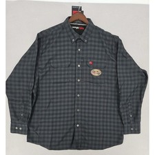 WRANGLER RIGGS Workwear Plaid Button Up Shirt Gray XL Utility Workwear