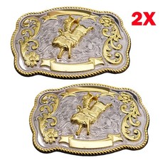 2X Rock Bull Ride Long Huge Rodeo Big Cowboy Texas Western Shine Belt Buckle USA