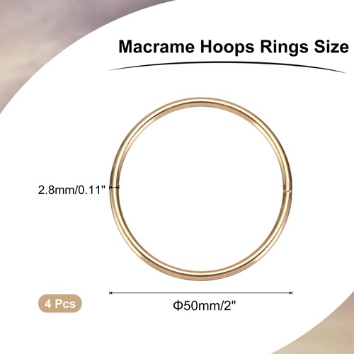 4 Stück Traumfänger Ringe Metall Blumen Creolen 2 Zoll Makramee Creolen Ring Gold - Bild 2 von 7