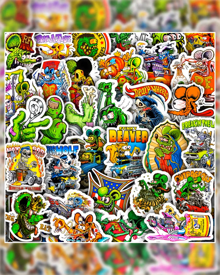 40pcs Rat Fink Ed Roth Vinyl Decals Vintage Hot Rod Custom Sticker