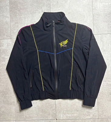 Roberto Cavalli Sport Damen Jacke S Schwarz Reißverschluss Stehkragen Logo kurz