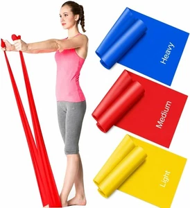 Resistance Bands Set of 3, 1.5M/4.9ft Skin-Friendly Exercise Bands 3 Levels