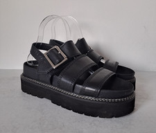 Clarks Orianna Over Platform Sandals Size 5 D Black Leather Chunky Flatforms