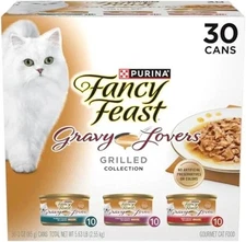 Purina Fancy Feast Gravy Lovers Wet Cat Food Poultry & Beef 3oz, (30 Pack) - NEW