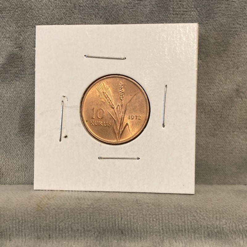 1972 Turkey 10 Kurus Bronze Coin Wheat Tractor Ataturk Design Uncertified