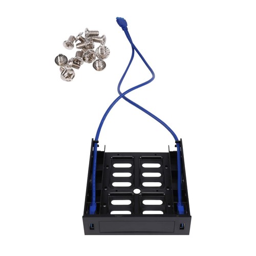 Panneau Avant USB 3.0 Double + Adaptateur 3,5" Vers 5,25" Pour PC - Hub USB Rapide Et Support Disque