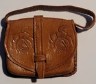 Vintage Barbie Doll or Clone BROWN FAUX LEATHER TOOLED PURSE #CC1026