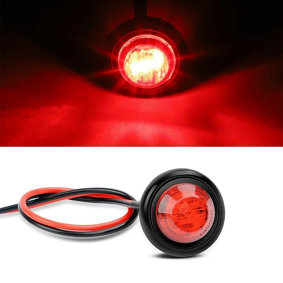 20PCS 3/4" Round LED Side Marker Lights Bullet Clearance Light Truck Trailer 12V - Image 3 of 4