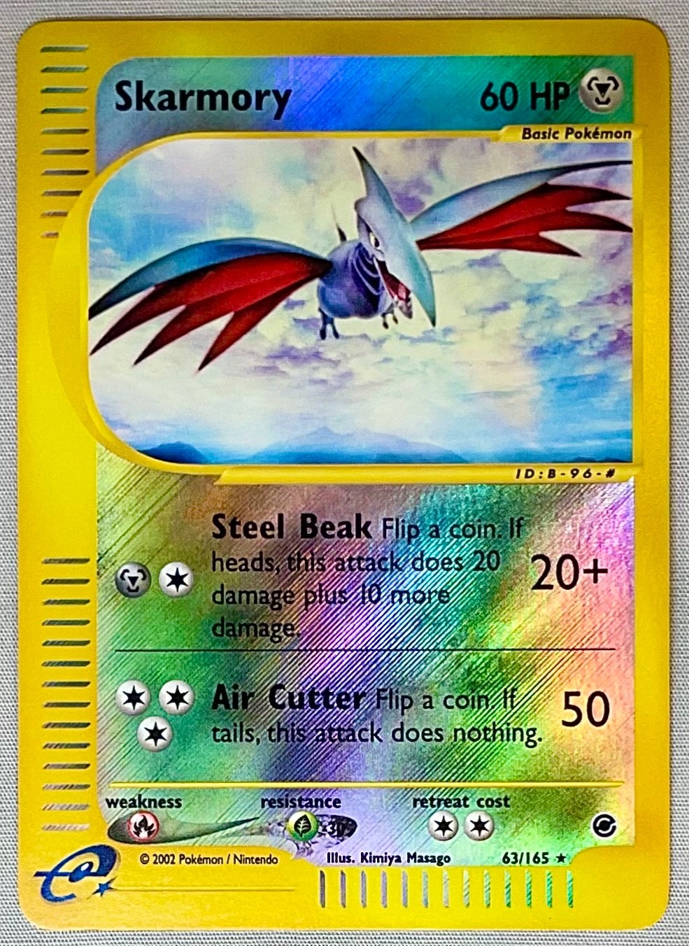 Pokémon Skarmory #63/165 Reverse Holo Rare - 2002 Expedition Base Set - NM+ Cond