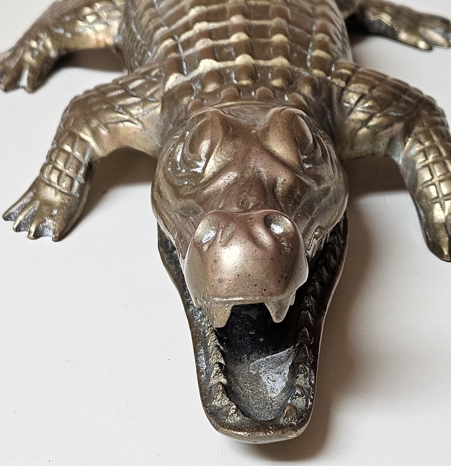 Vtg Solid Brass Alligator Crocodile Sculpture Figurine Mid Century Modern RARE