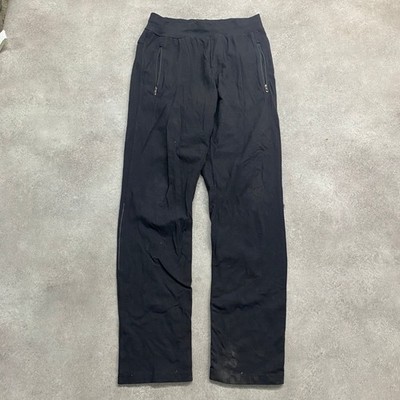 Lululemon Hose Damen kleine Reißverschlusstasche gerades Bein Sporthose, schwarz