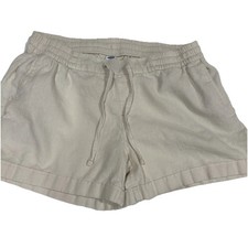 Old Navy Linen Blend Drawstring Shorts Women Medium Beige Elastic Waist Casual