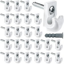 24 Pack White down Wall Clip Closet Shelves Clips Wire Shelf Loop Clips Plastic