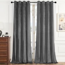 Velvet Curtains, 2 Panels Set, 52 x 96 Inch, 52"W x 96"L Pack of 2 Grey