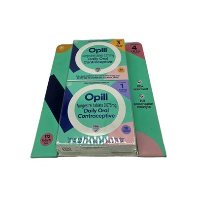 Opill Daily Oral Contraceptive 0.075mg 4 Month 112 Total Tablets EXP 08/26