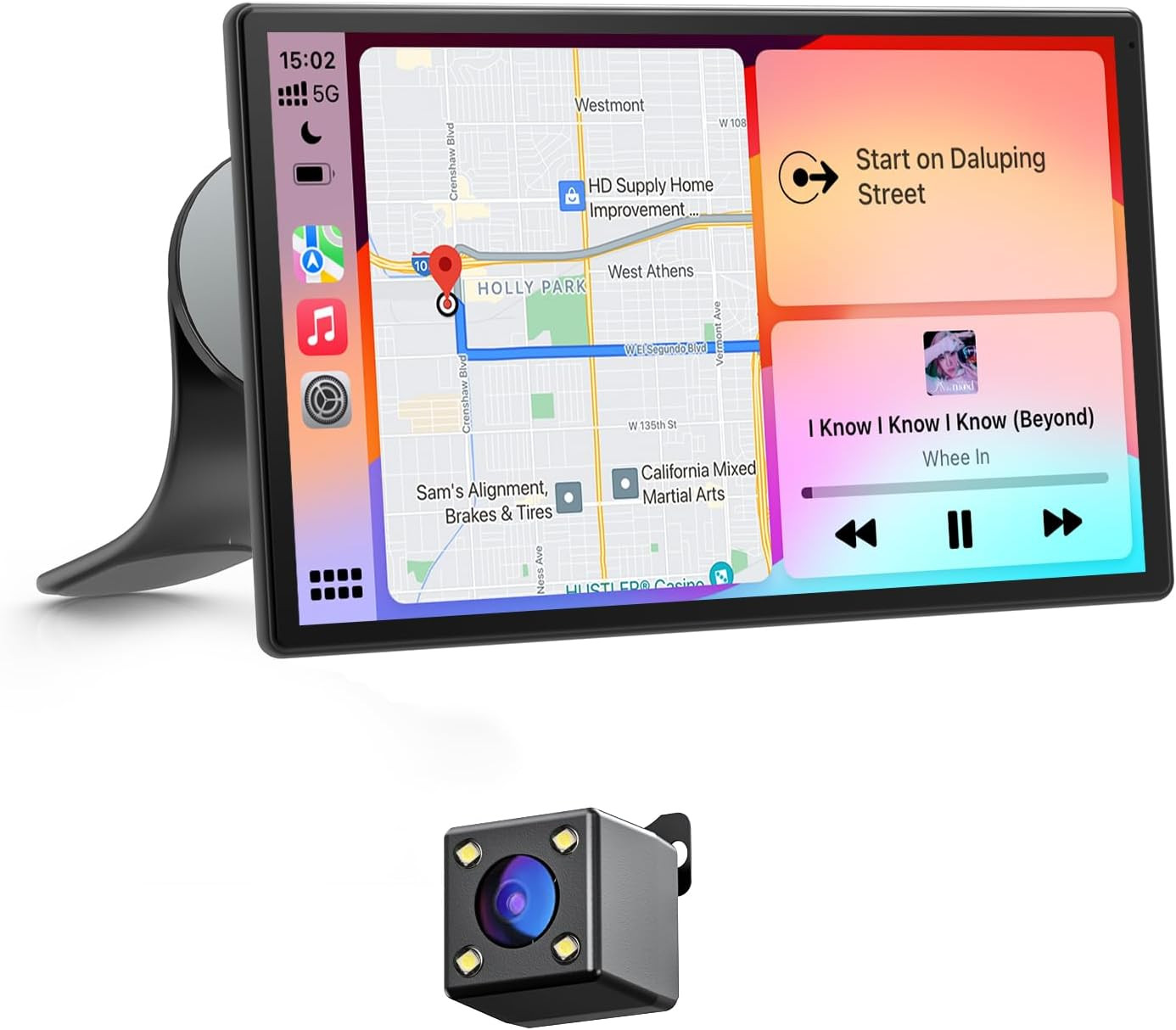Écran 9" Carplay pour voiture avec Android Auto et support en mode portrait