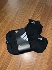 Adidas Mens 6-Pack Athletic Performance Low Cut Socks DH3 Black Large New W Tags