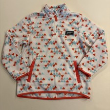 Eddie Bauer Kids Medium 10/12 Fleece Jacket 1/4 Zip White Triangle Print