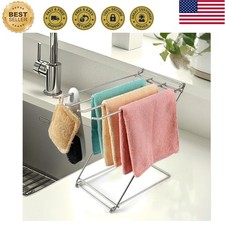 Kitchen Towel Holder Stand, 4-Arm Dish Towel Holder Countertop Towel Drying R...