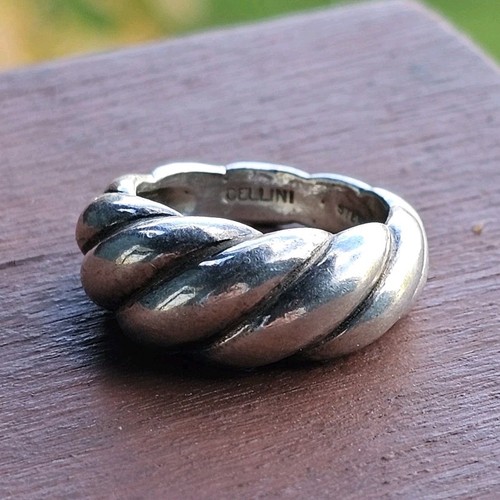 Vintage Cellini Sterlingsilber gedrehter geflochtener Bandring Größe 5,75 8,86 g - Bild 1 von 17