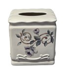 Dillard's Croscill Chambord Ceramic Amethyst Floral Design Tissue Box Cover