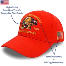 USA 250th Anniversary Hat Patriotic Adult Red Cap 1776-2026 LIMITED EDITION