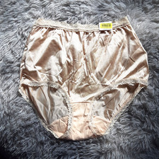 Granny Panties Nylon Cotillion Size 9 Beige NWT Cotton Gusset Shiny