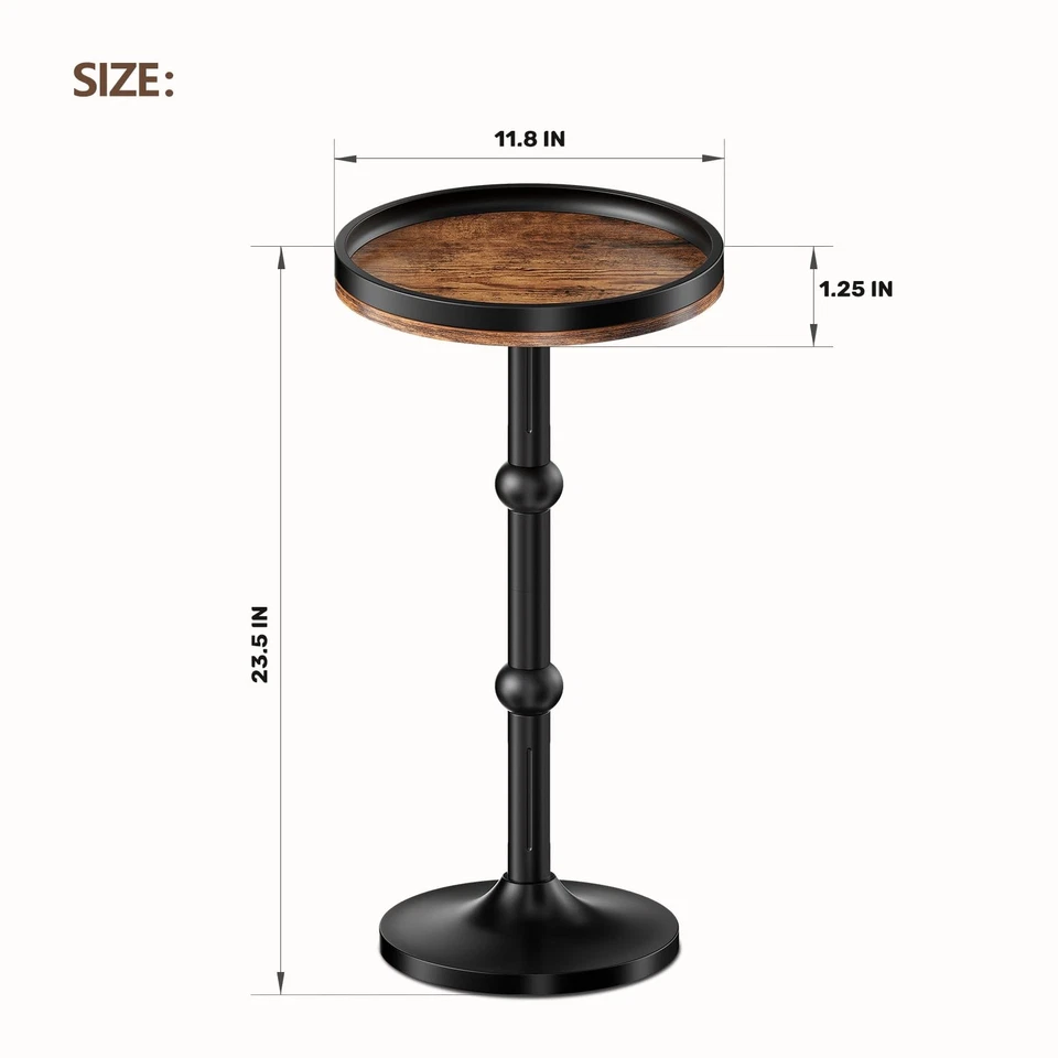 Mesa auxiliar redonda, pequeña mesa de bebidas para espacios pequeños, mesitas de noche mesa auxiliar de acento Foto 3 de 4