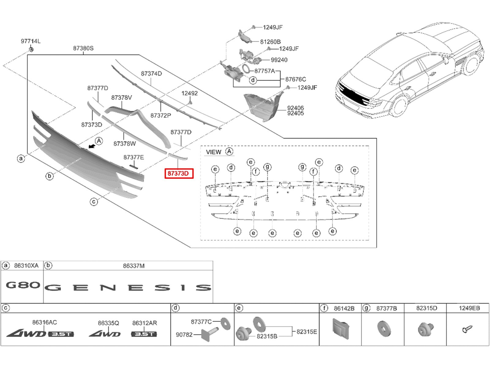 ⭐GENUINE⭐ Pad - Trunk Lid Garnish 23-25 Genesis Electrified G80 ⭐OEM⭐ 87368T1000