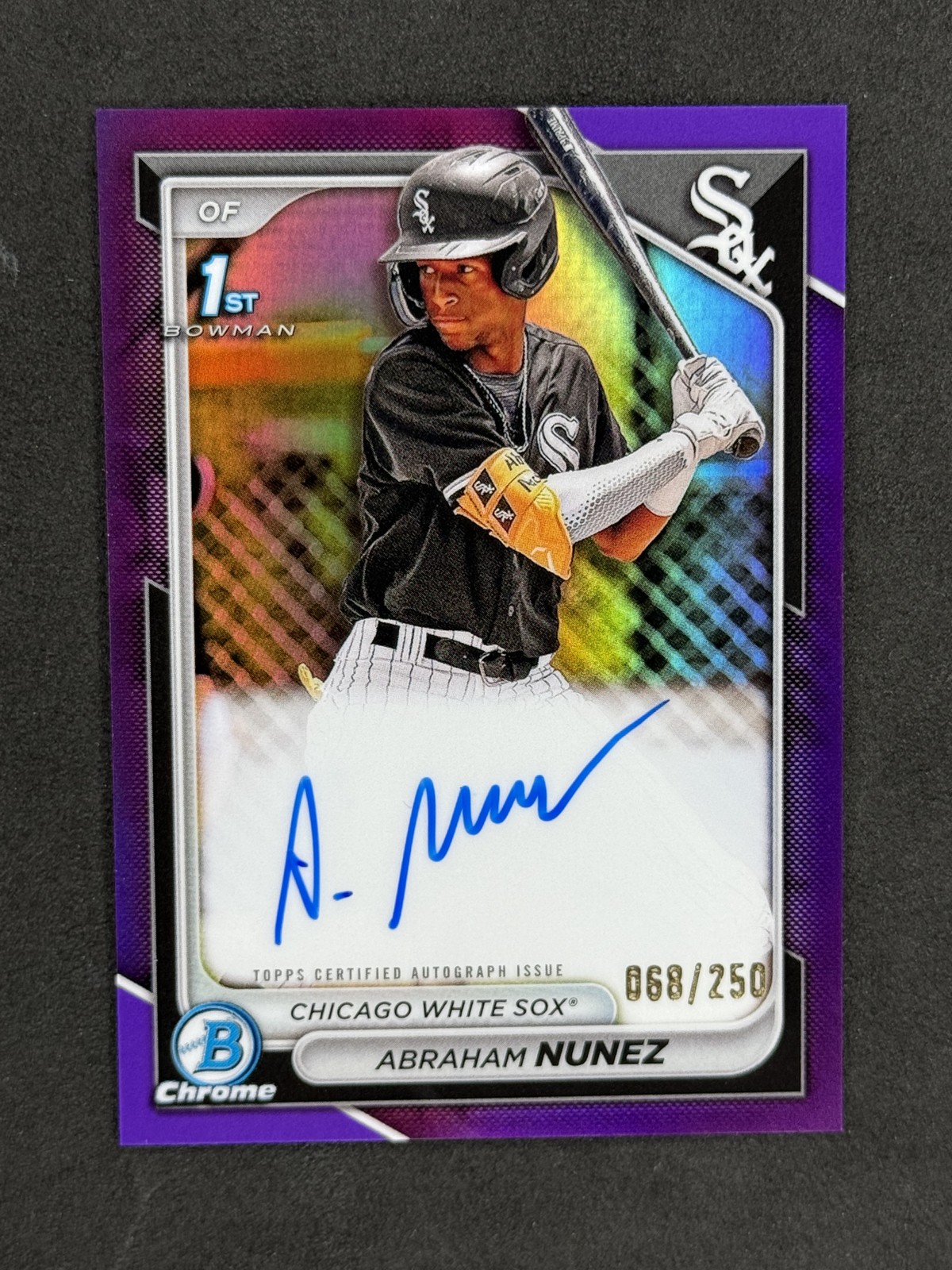 ABRAHAM NUNEZ 2024 Bowman Chrome Auto #CPA-ANZ Purple Refractor /250 White Sox