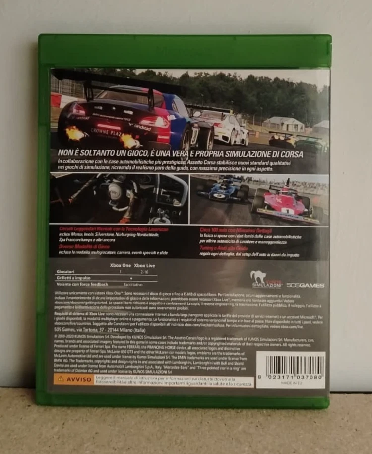 ASSETTO CORSA YOU RACING SIMULATOR XBOX ONE USATO 505GAMES KUNOS SIMULAZIONI X B - Immagine 2 di 4