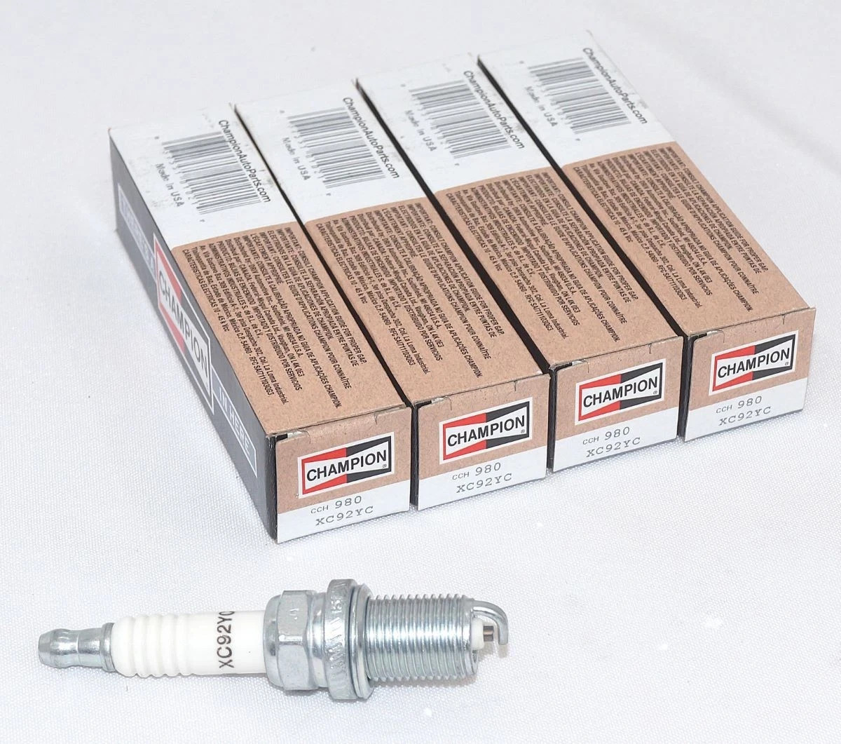 Set of 4 Genuine Champion Copper Plus Spark Plugs 980 XC92YC