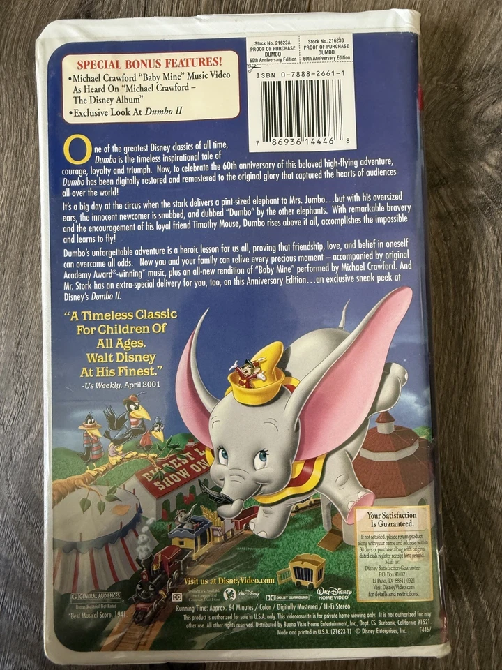 Walt Disney’s Dumbo 60th Anniversary Edition VHS - Imagem 4 de 4