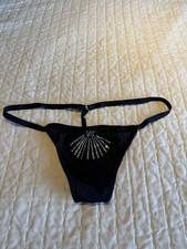 NWT VINTAGE Victoria's Secret Satin Bling Keyhole V-string Thong Panty OS