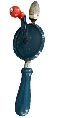 Vintage Stanley Hand Drill Egg Beater Blue Made In U.S.A