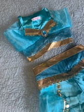 2PC Disney  s Princess Jasmine Girls Costume Halloween Cosplay Blue/Gld Size M7-8
