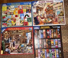 Lot of 4 White Mountain Jigsaw Puzzles 1000 Pieces Old Book Store Fiction Reader