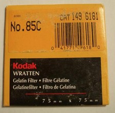 KODAK WRATTEN GELATIN FILTER NO. 85C KODAK 3" or 75mm Square