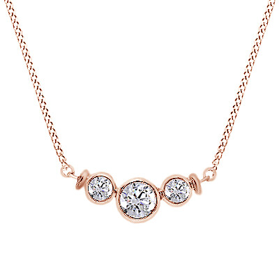 Stone Bezel Pendant Necklace Round Brilliant Cut Sterling Silver