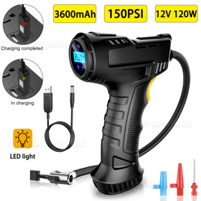 Tire Inflator Car Air Pump Compressor Electric Digital Auto USB Rechargeable 12V