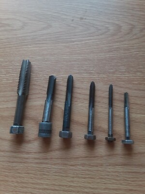 (6) Tap Hex Head Set #10-24 to 1/2-13 Used to Clean & Chase Threads Quality USA