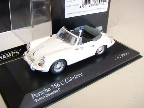 Porsche 356 C Cabriolet 1965 blanche Police Düsseldorf 1/43