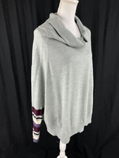 Smartwool Women’s L/XL Nokoni Wool Blend Cowl Neck Poncho Sweater Stripe Sleeve